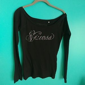 Long sleeve rhinestone guess shirt